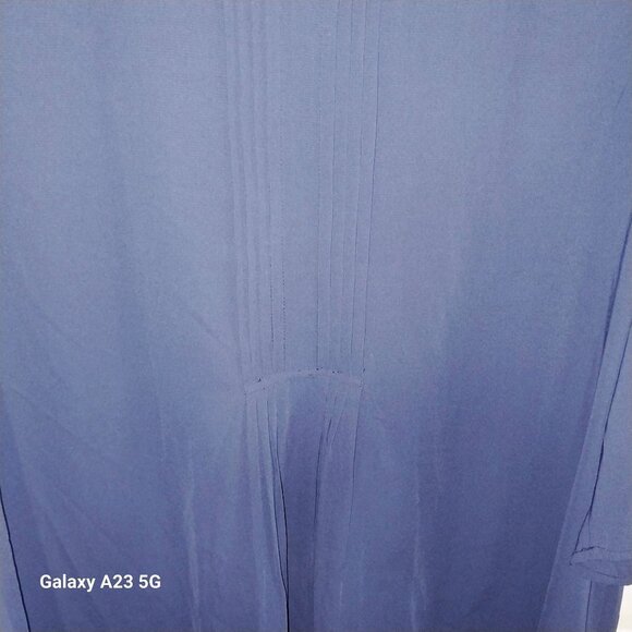 Susan Graver Style Women's 2X Tunic Top Liquid Knit Blue Button-Front Pleated 3/ - Picture 5 of 5